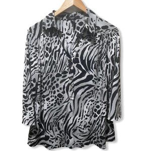 {Alfani} Zebra Print Button Down Blouse
